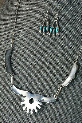 Zuni Turquoise & Sterling Silver Necklace & Earrings - Veronica Yawakia - High Lonesome Trading