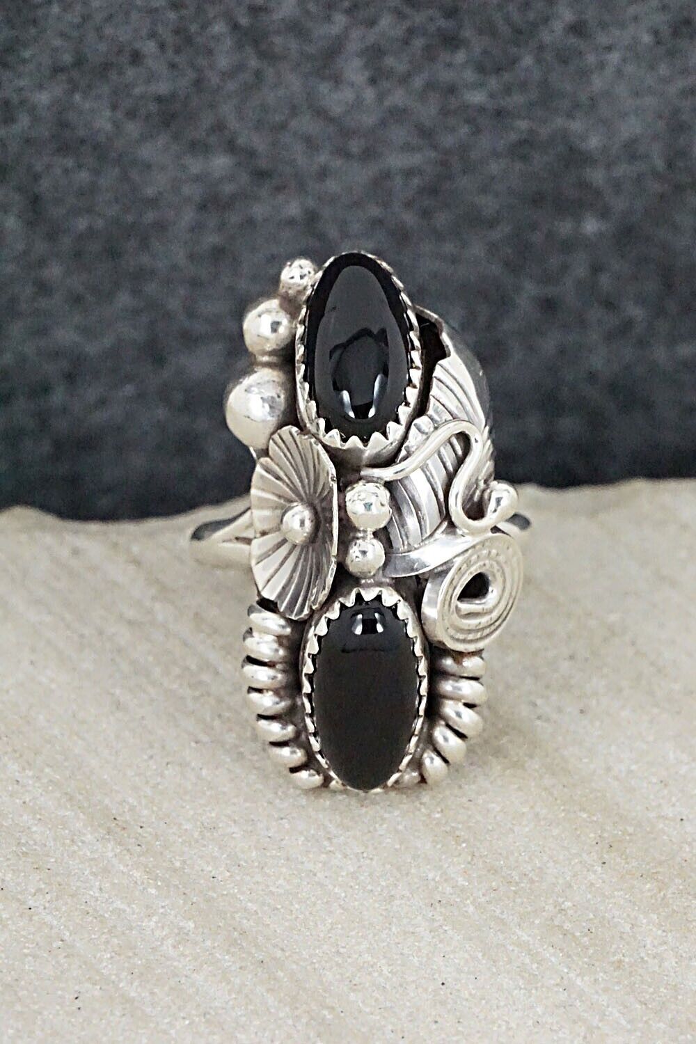 Onyx & Sterling Silver Ring - Max Calladitto - Size 6