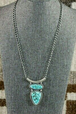Navajo Turquoise & Sterling Silver Necklace - Raymond Delgarito - High Lonesome Trading