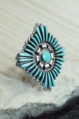 Turquoise & Sterling Silver Ring - Edmund Cooeyate - Size 7