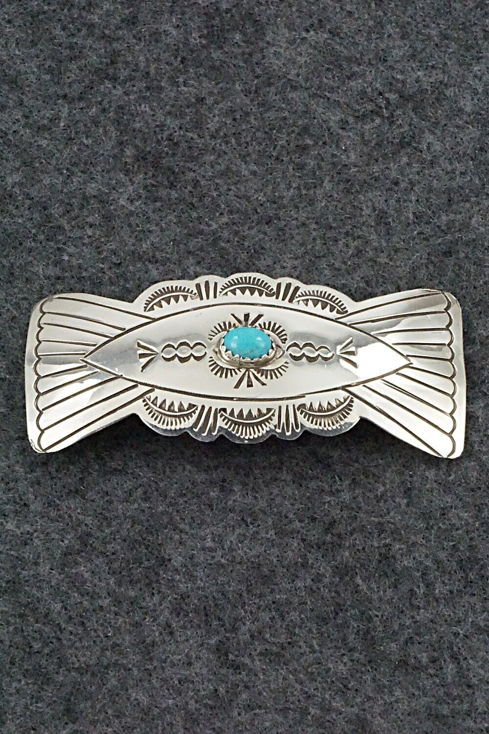 Turquoise & Sterling Silver Hair Barrette - Arlene Soce