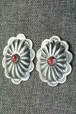 Spiny Oyster & Sterling Silver Earrings - Joan Begay