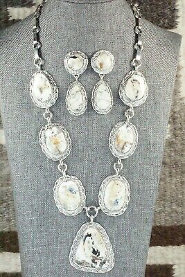 White Buffalo & Sterling Silver Necklace and Earrings - Alvin Joe