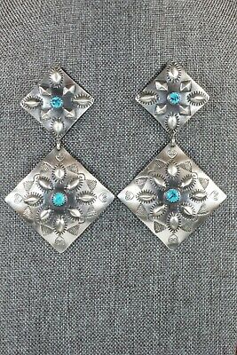 Navajo Turquoise and Sterling Silver Earrings - Rita Lee - High Lonesome Trading