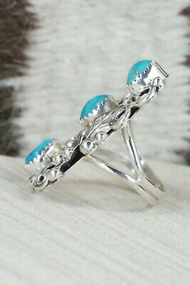 Turquoise & Sterling Silver Ring - Shirley Largo - Size 6.5