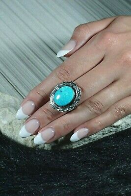 Navajo Turquoise and Sterling Silver Ring - Daniel Benally - Size 7 - High Lonesome Trading