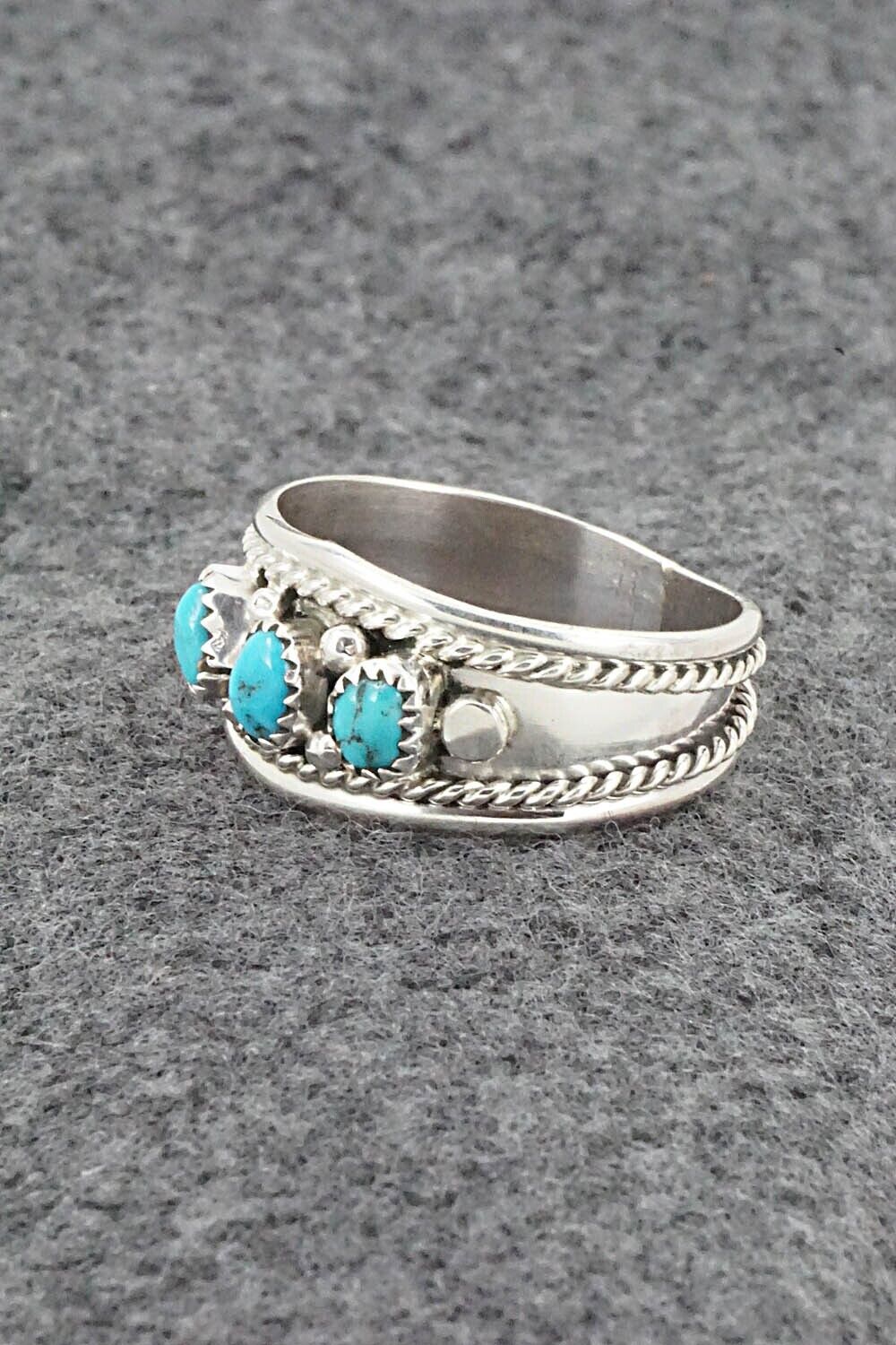 Turquoise & Sterling Silver Ring - Sondra Whitegoat - Size 10.5