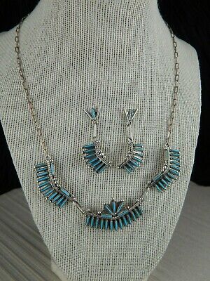 Zuni Turquoise & Sterling Silver Necklace & Earring Set - Samantha Waatsa Zuni - High Lonesome Trading