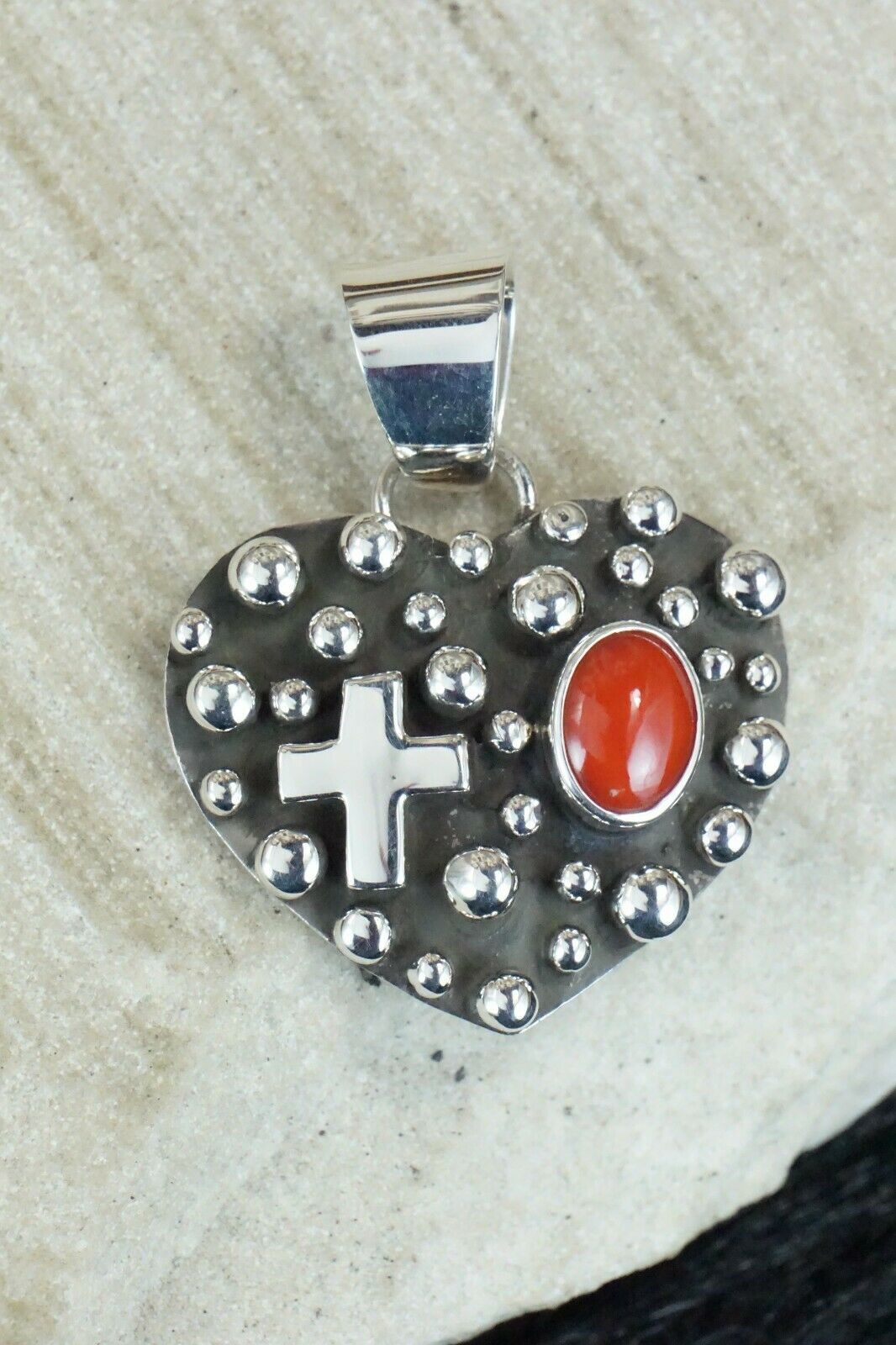 Coral & Sterling Silver Pendant - Raymond Coriz