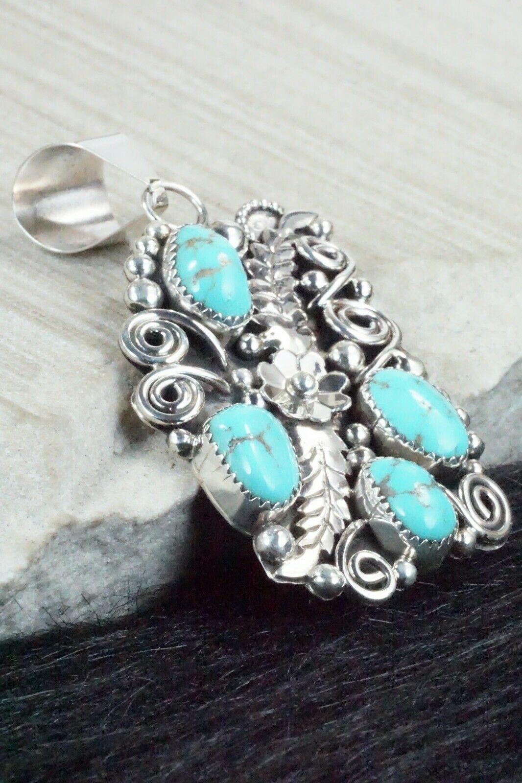 Turquoise & Sterling Silver Pendant - Shirley Largo
