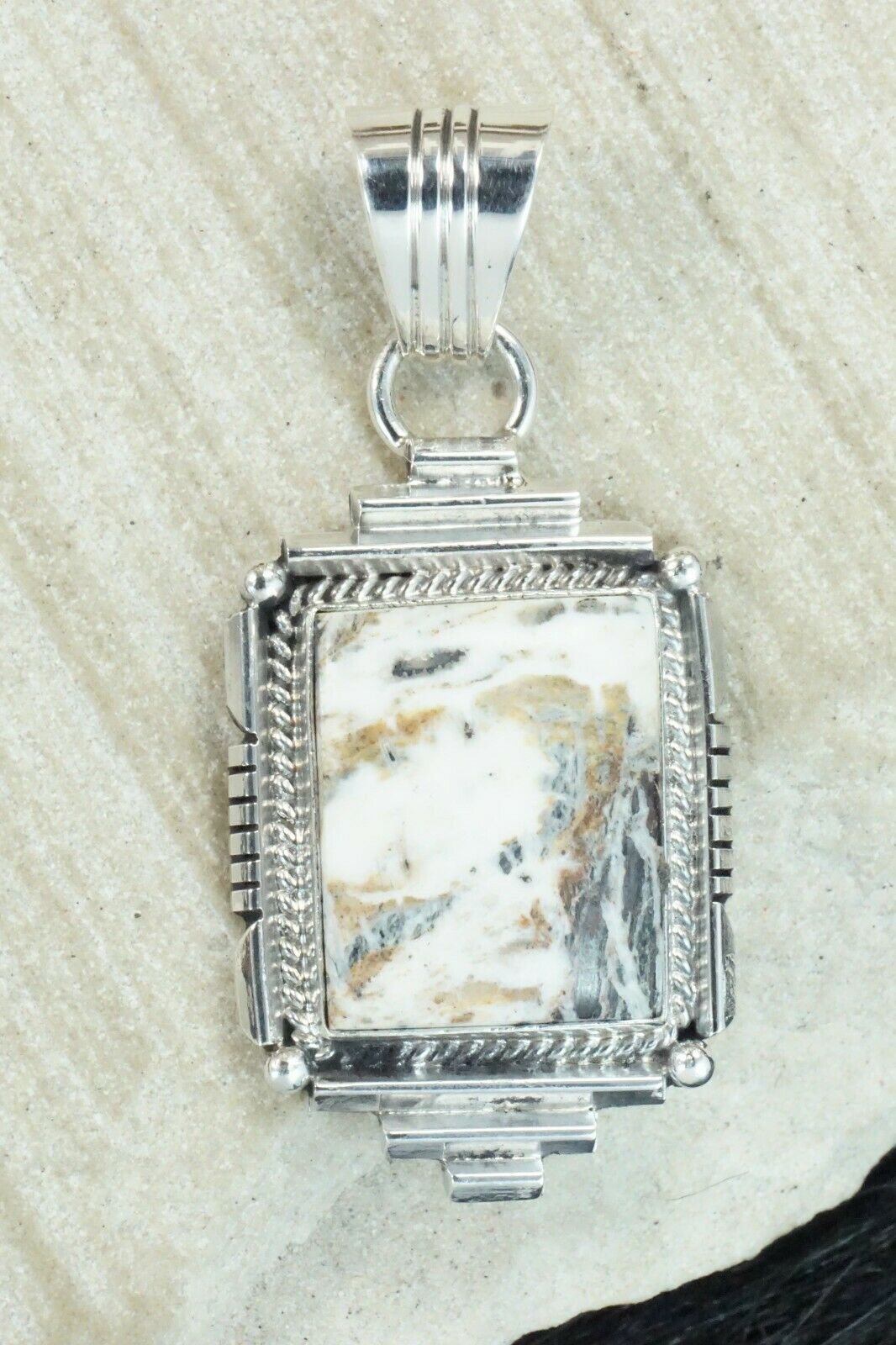 White Buffalo & Sterling Silver Pendant - Daniel Benally