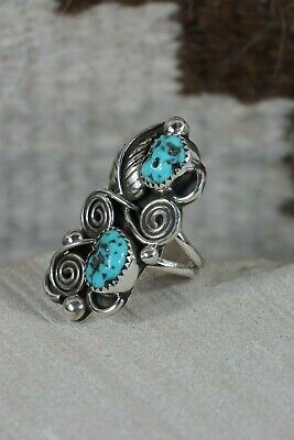 Navajo Turquoise and Sterling Silver Ring - Kenneth Jones - Size 6.5 - High Lonesome Trading