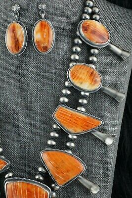 Navajo Spiny Oyster & Sterling Silver Squash Blossom - Raymond Delgarito - High Lonesome Trading