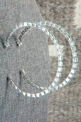 Turquoise and Sterling Silver Hoop Earrings - Alvin & Aurelia Hughte