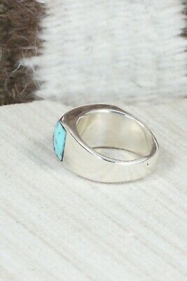 Turquoise & Sterling Silver Ring - Leslie & Gladys Lamy - Size 7