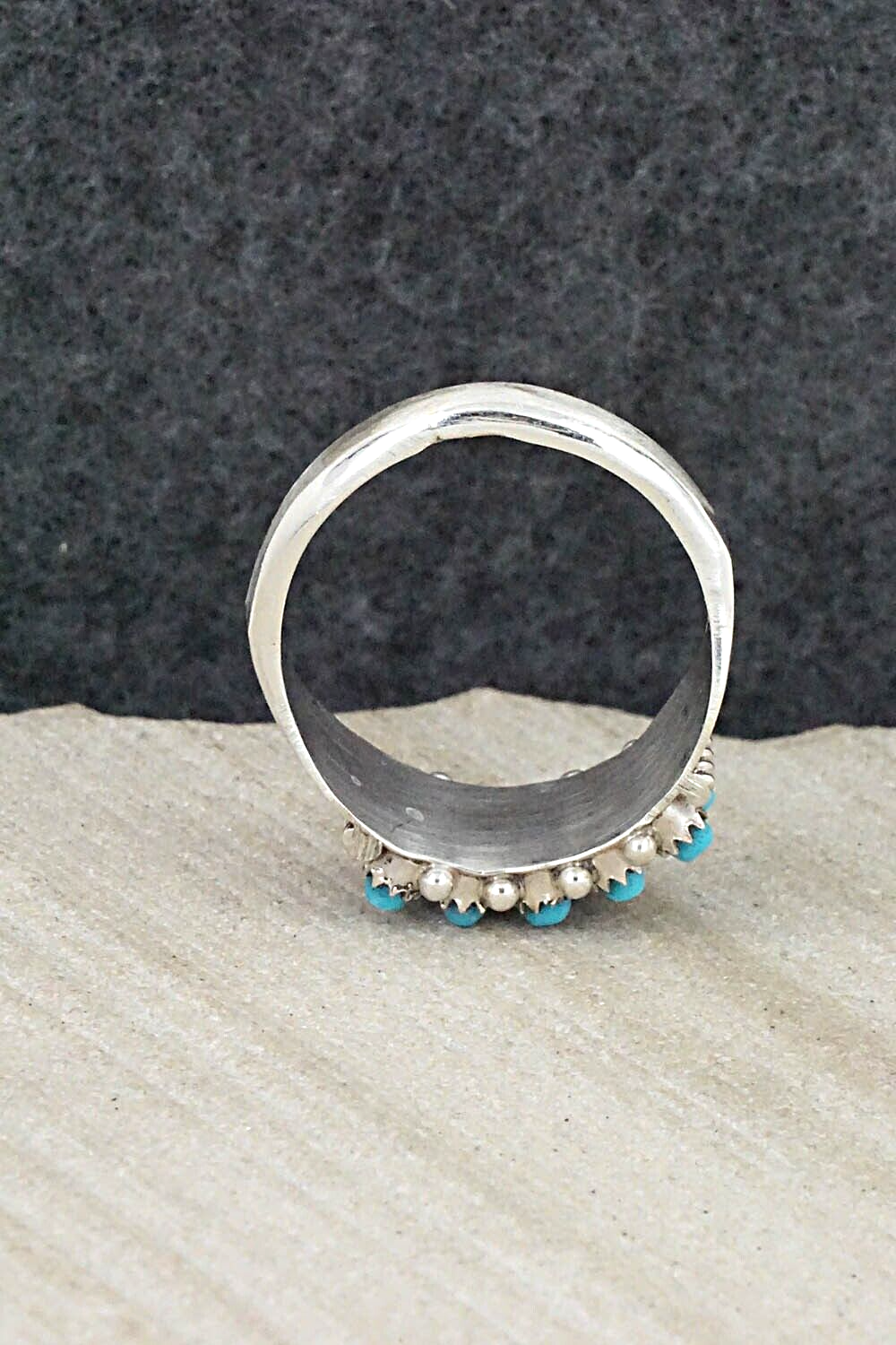 Turquoise & Sterling Silver Ring - April Haloo - Size 9