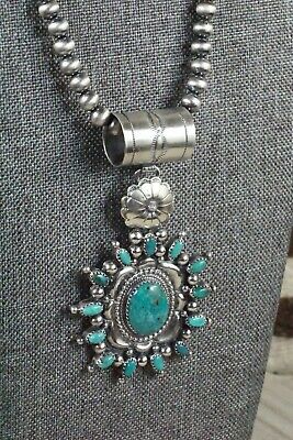 Turquoise Pendant & Sterling Silver Necklace - Tom Lewis
