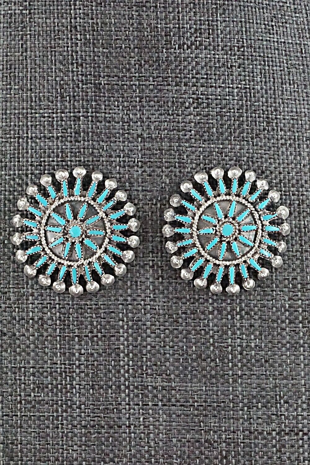 Turquoise & Sterling Silver Earrings - Vincent Johnson
