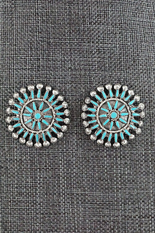 Turquoise & Sterling Silver Earrings - Vincent Johnson