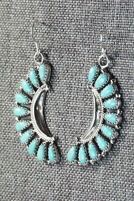 Navajo Turquoise and Sterling Silver Earrings - Zeita Begay