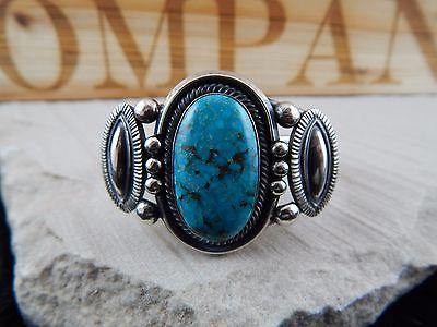 Navajo Turquoise & Sterling Silver Bracelet - Leon Martinez - High Lonesome Trading