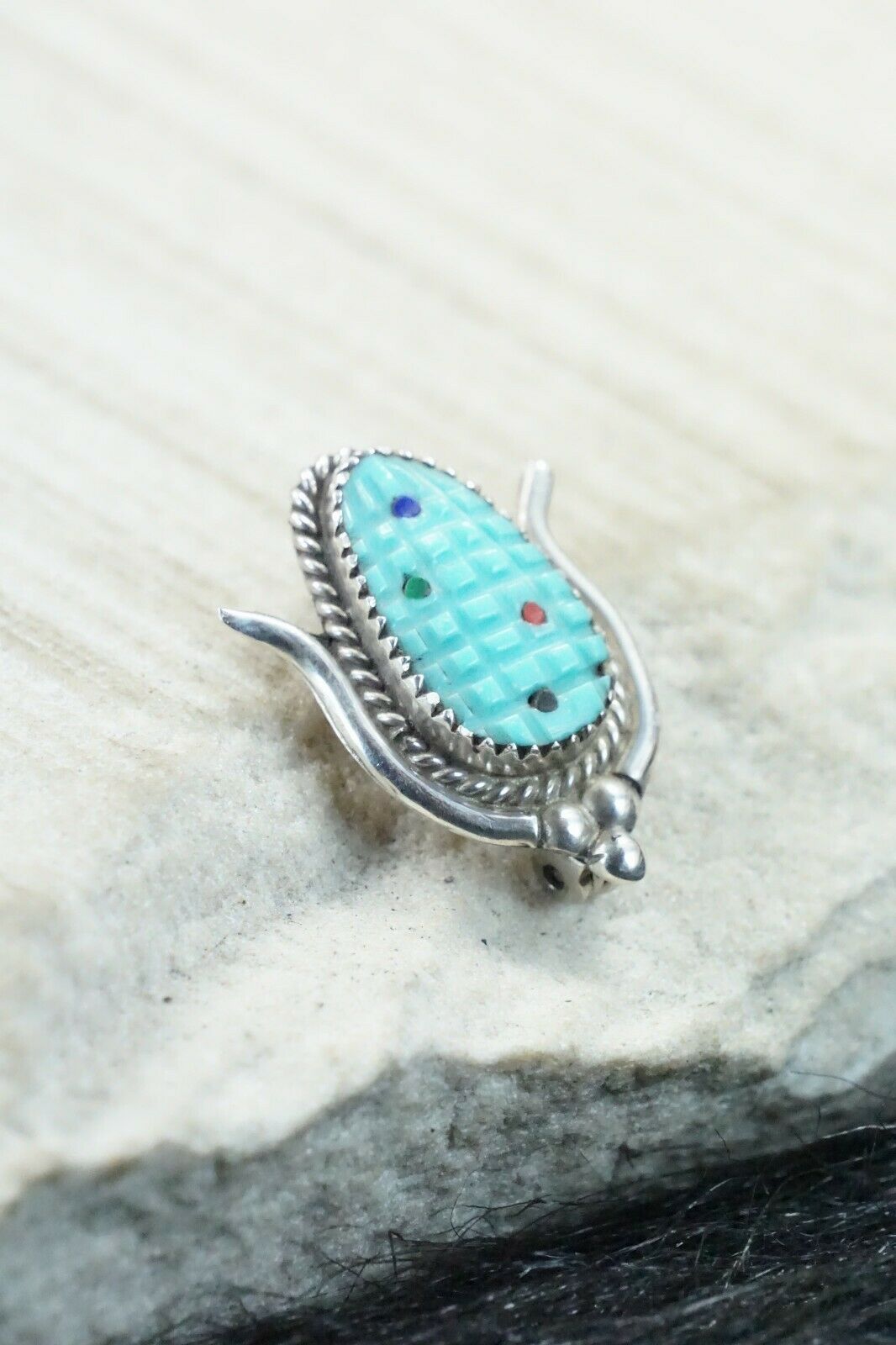 Turquoise & Sterling Silver Pendant/ Pin - Tracy Bowekaty