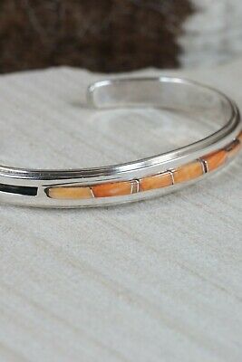 Navajo Spiny Oyster & Sterling Silver Bracelet - Wilbert Muskett - High Lonesome Trading