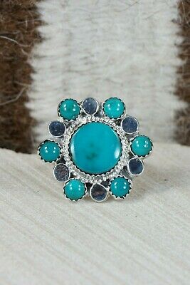 Navajo Turquoise and Sterling Silver Ring - Roberta Begay - Size 8.5