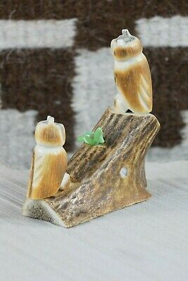 Owl and Fox Zuni Fetish Carving - Marvelita Phillips - High Lonesome Trading