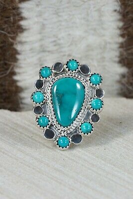Navajo Turquoise and Sterling Silver Ring - Roberta Begay - Size 7