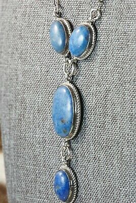 Navajo Lapis & Sterling Silver Necklace Set - Alvin Joe