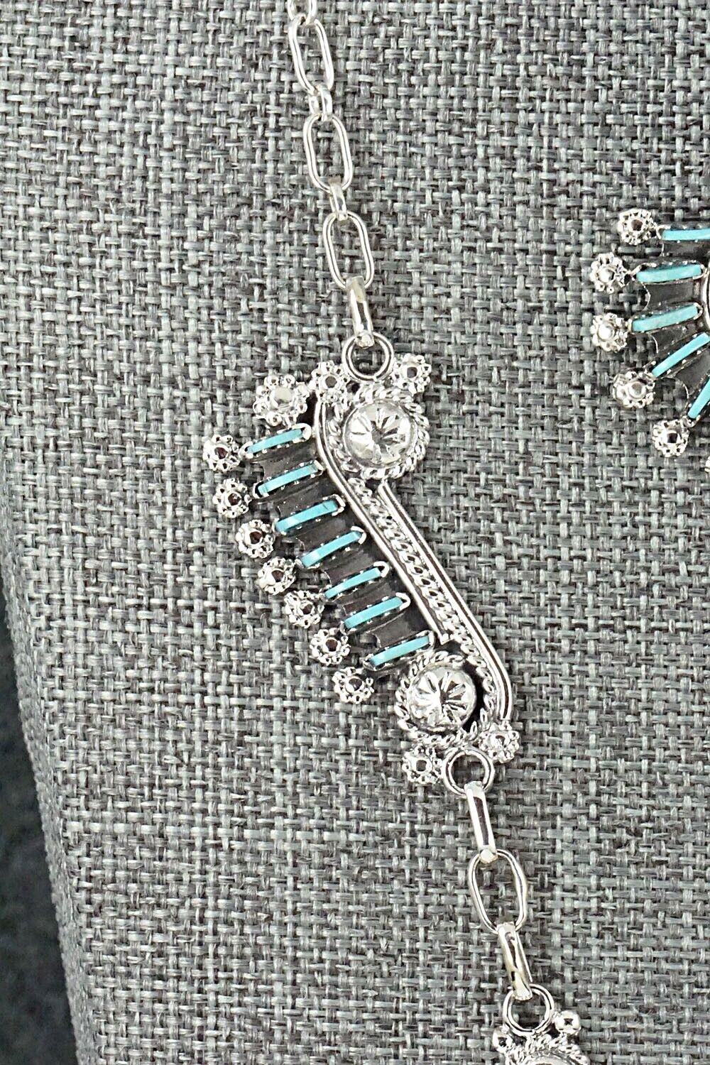 Turquoise & Sterling Silver Necklace Set - Kevin Leekity