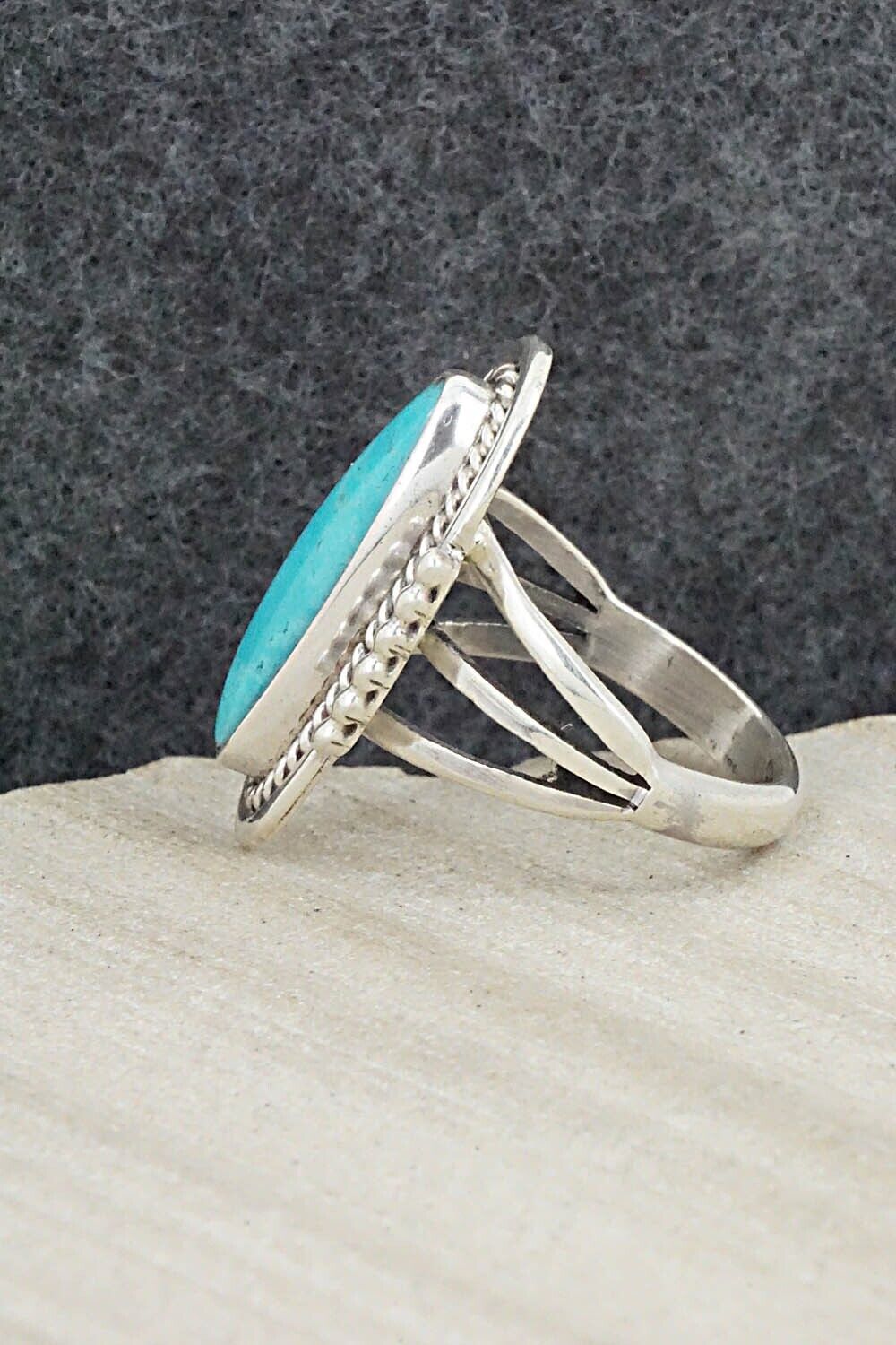 Turquoise & Sterling Silver Ring - Samuel Yellowhair - Size 7.75