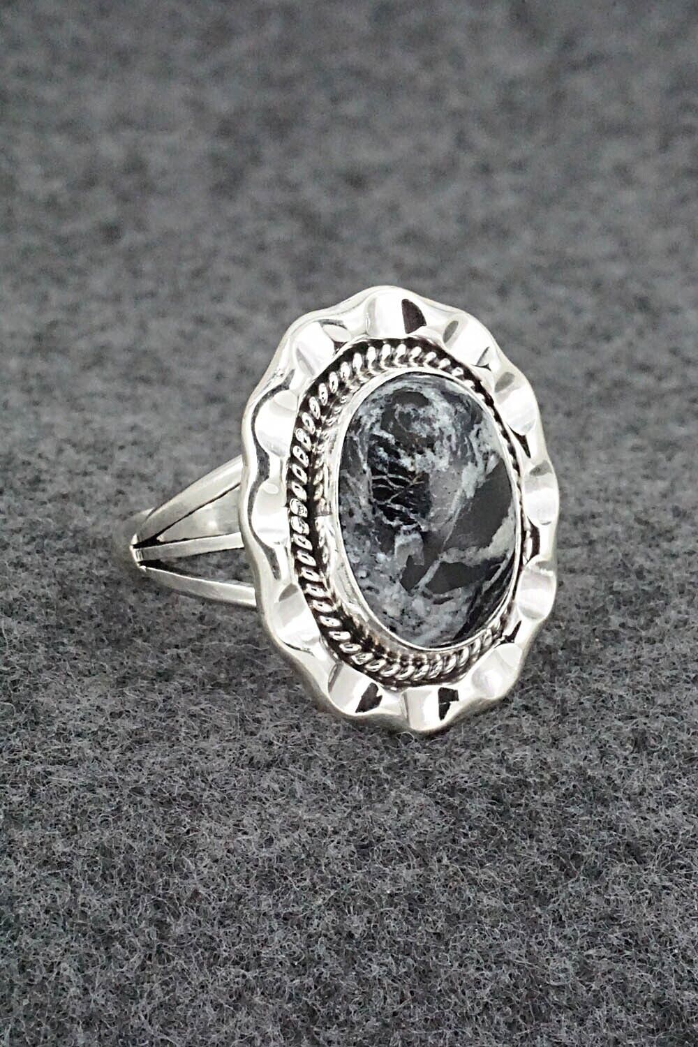 White Buffalo & Sterling Silver Ring - Samuel Yellowhair - Size 8.75
