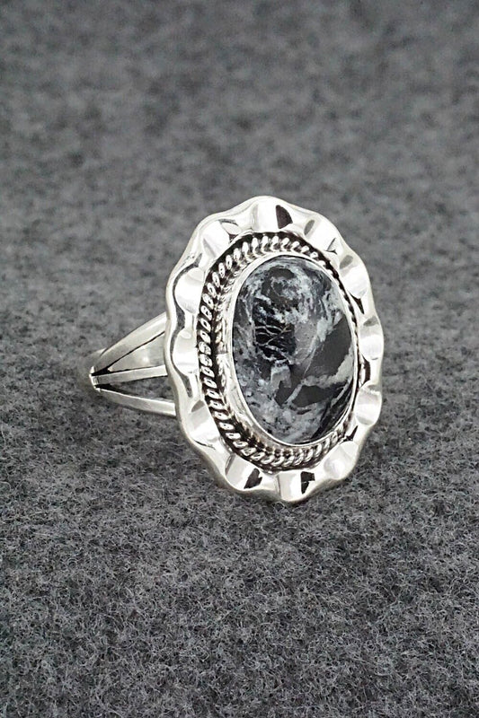 White Buffalo & Sterling Silver Ring - Samuel Yellowhair - Size 8.75