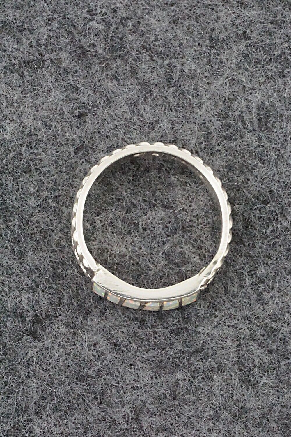 Opalite & Sterling Silver Inlay Ring - Orlando Laweka - Size 7.5