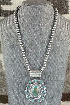 Turquoise and Sterling Silver Pendant & Necklace - Tom Lewis