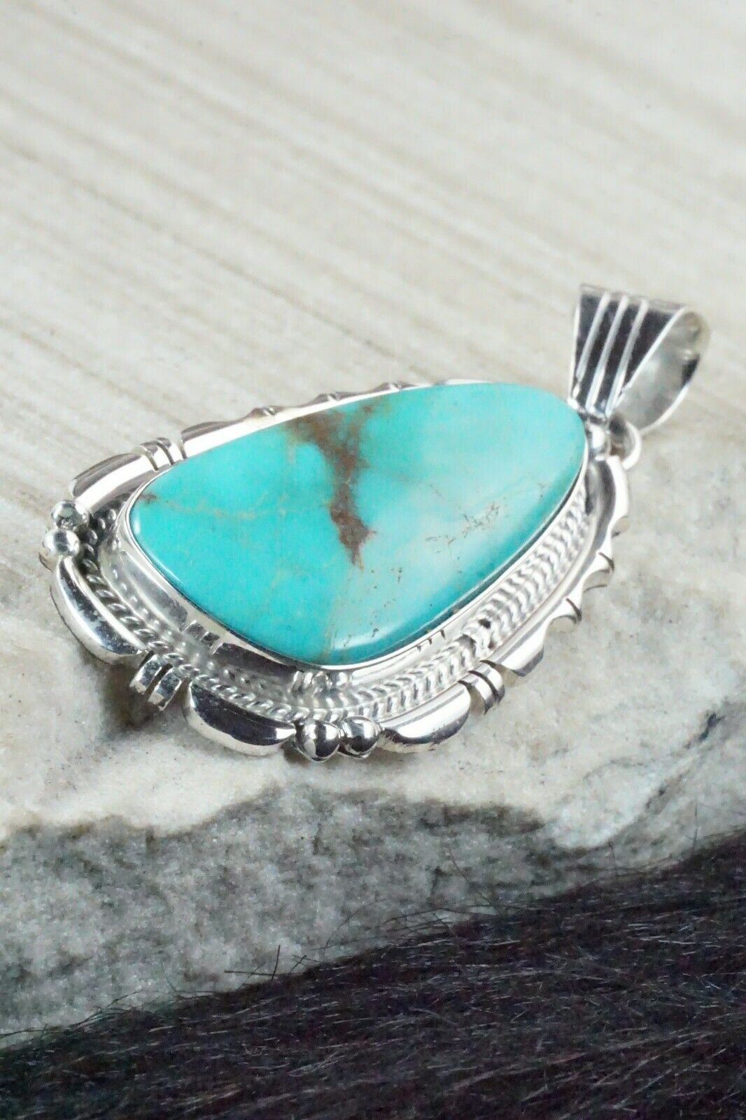 Turquoise & Sterling Silver Pendant - Samuel Yellowhair