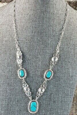 Navajo Turquoise & Sterling Silver Necklace - Lee Shorty