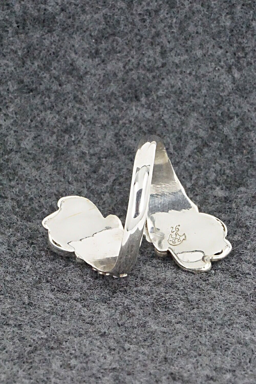 Coral and Sterling Silver Ring - Etta Belin - Size 9.5