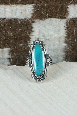 Navajo Turquoise & Sterling Silver Ring - Loretta Delgarito - Size 11.5