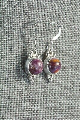 Spiny Oyster and Sterling Silver Earrings - Elaine Shirley