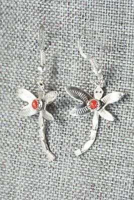Coral & Sterling Silver Earrings - Lucille Platero