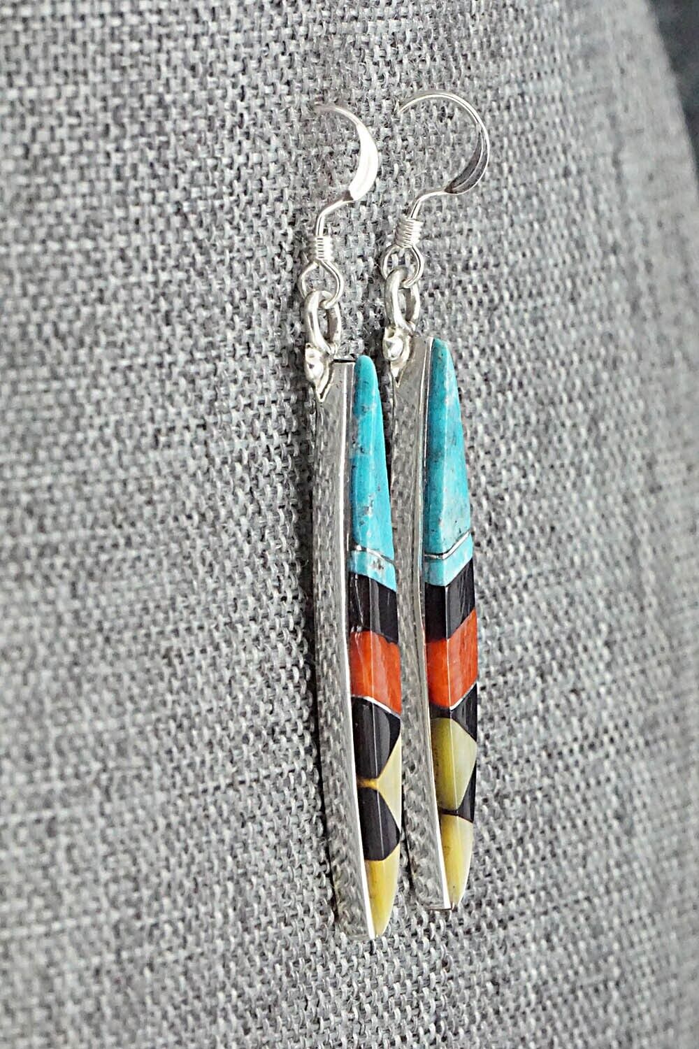 Multi Stone & Sterling Silver Inlay Earrings - Cleo Kallestewa