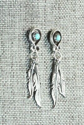 Turquoise & Sterling Silver Earrings - Lee Shorty