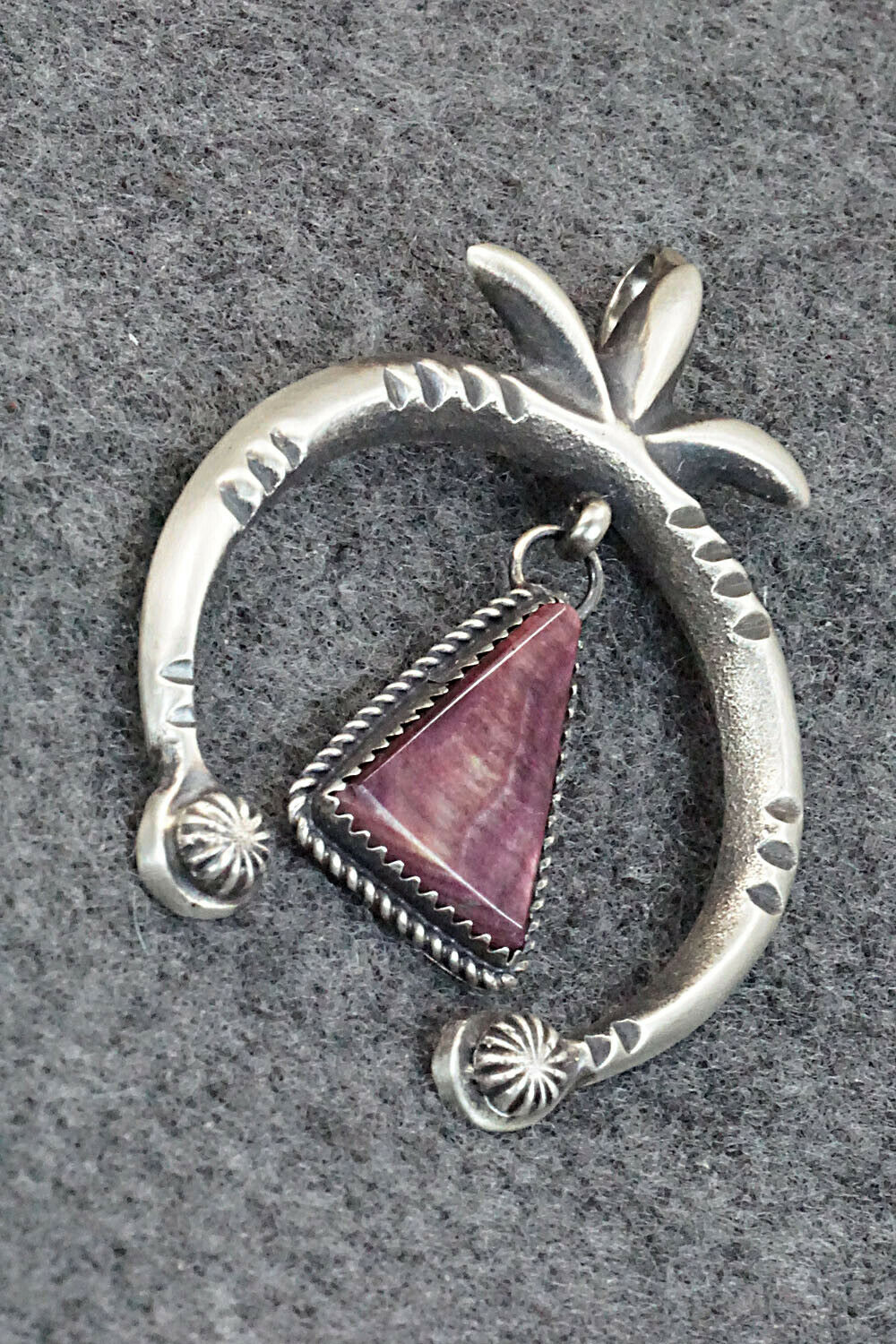 Spiny Oyster and Sterling Silver Naja Pendant - Martha Cayatineto