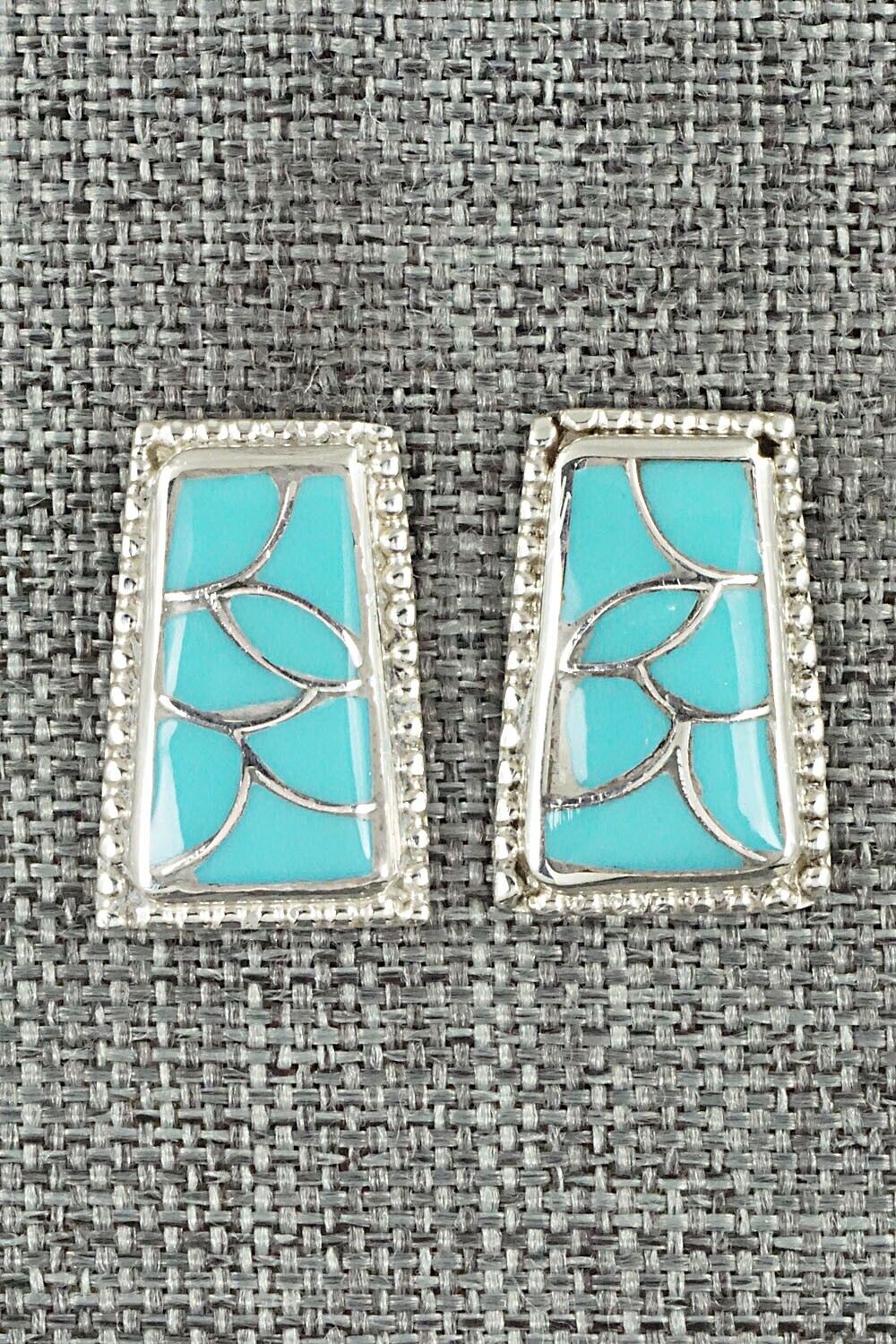 Turquoise & Sterling Silver Inlay Earrings - Karlena Seontewa