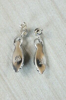 Navajo Onyx and Sterling Silver Earrings - Verley Betone - High Lonesome Trading