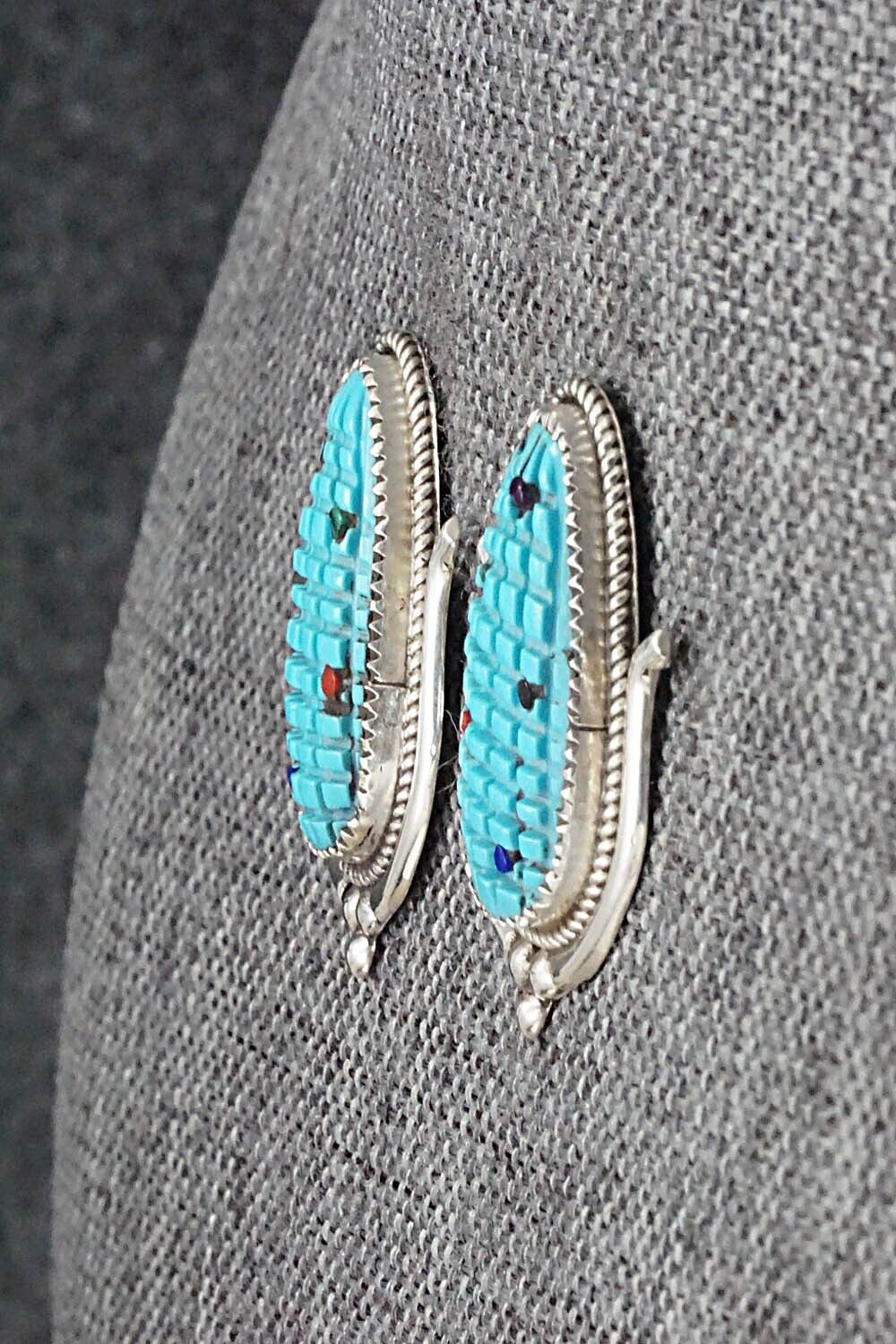 Turquoise & Sterling Silver Earrings - Tracy Bowekity