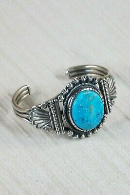 Navajo Turquoise & Sterling Silver Bracelet - Leon Martinez - High Lonesome Trading